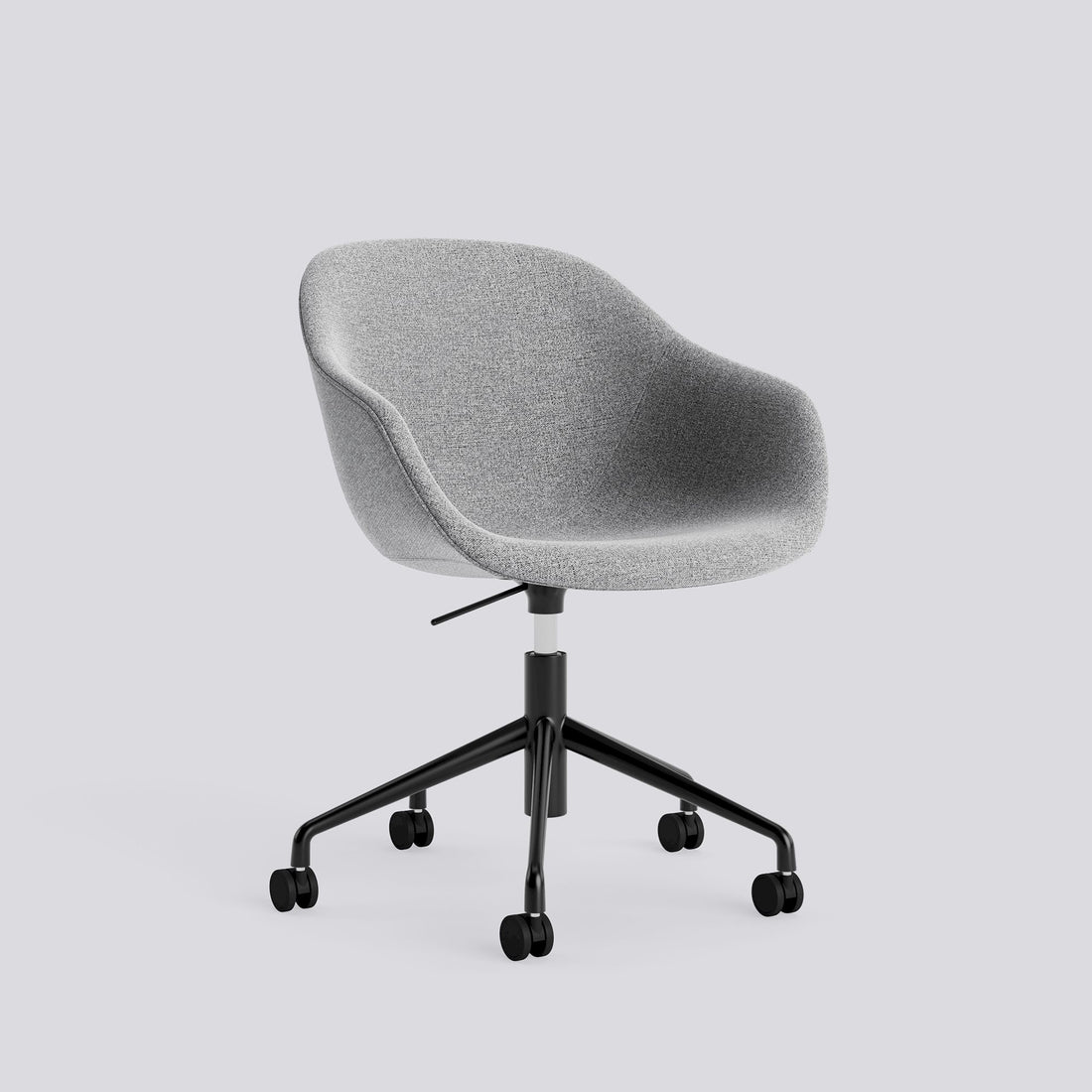 Chaise de bureau About A Chair AAC 253 de Hee Welling - Hay-Garnissage intégral Hallingdal 130, aluminium thermolaqué noir, piètement pivotant 5 branches à roulettes et vérin-The Woods Gallery