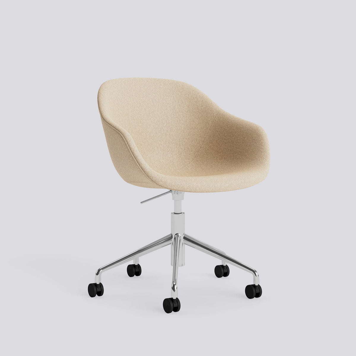 Chaise de bureau About A Chair AAC 253 de Hee Welling - Hay-Garnissage intégral Hallingdal 220, aluminium poli, piètement pivotant 5 branches à roulettes et vérin-The Woods Gallery