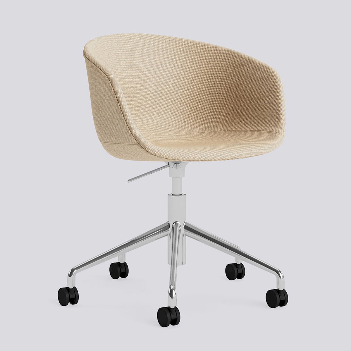 Chaise de bureau About A Chair AAC 53 de Hee Welling - Hay-Garnissage intégral Hallingdal 220, aluminium poli, piètement pivotant 5 branches à roulettes et vérin-The Woods Gallery
