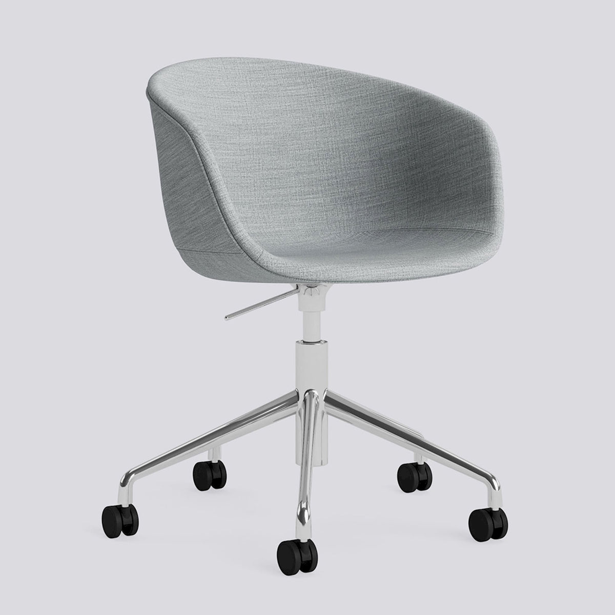 Chaise de bureau About A Chair AAC 53 de Hee Welling - Hay-Garnissage intégral Remix 123, aluminium poli, piètement pivotant 5 branches à roulettes et vérin-The Woods Gallery