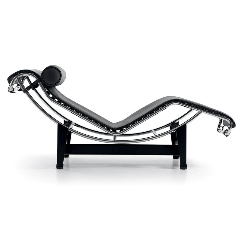 Chaise longue "4" en cuir - Cassina-vue de profil, cuir noir-Cassina