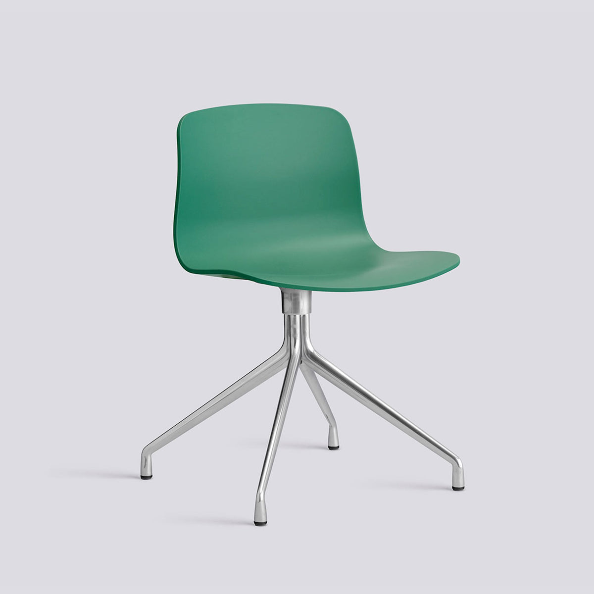 Chaise pivotante About A Chair AAC 10 de Hee Welling - Hay-Polypropylène recyclé Teal green, aluminium poli, piètement pivotant 4 branches-The Woods Gallery
