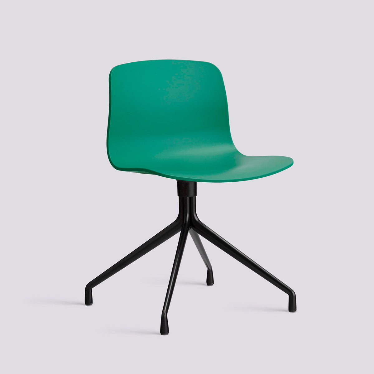 Chaise pivotante About A Chair AAC 10 de Hee Welling - Hay-Polypropylène recyclé Teal green, aluminium thermolaqué noir, piètement pivotant 4 branches-The Woods Gallery
