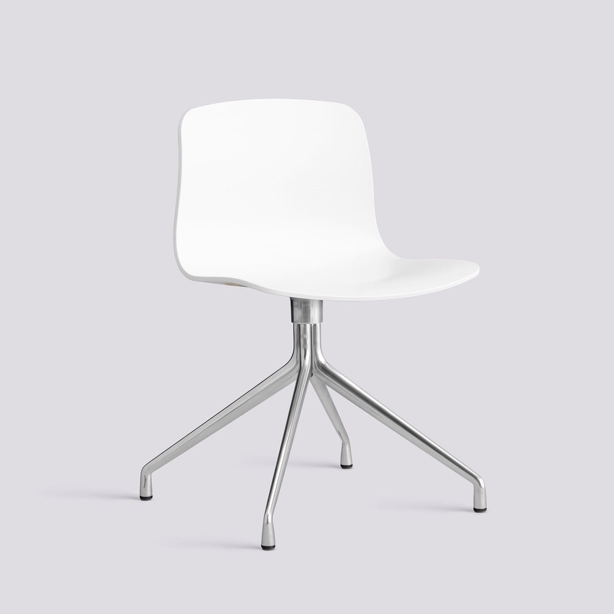 Chaise pivotante About A Chair AAC 10 de Hee Welling - Hay-Polypropylène recyclé blanc, aluminium poli, piètement pivotant 4 branches-The Woods Gallery