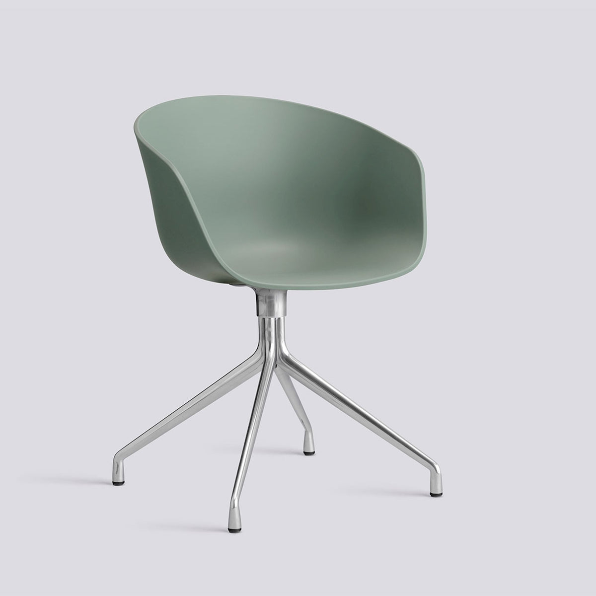 Chaise pivotante About A Chair AAC 20 de Hee Welling - Hay-Polypropylène recyclé Fall green, aluminium poli, piètement pivotant 4 branches-The Woods Gallery