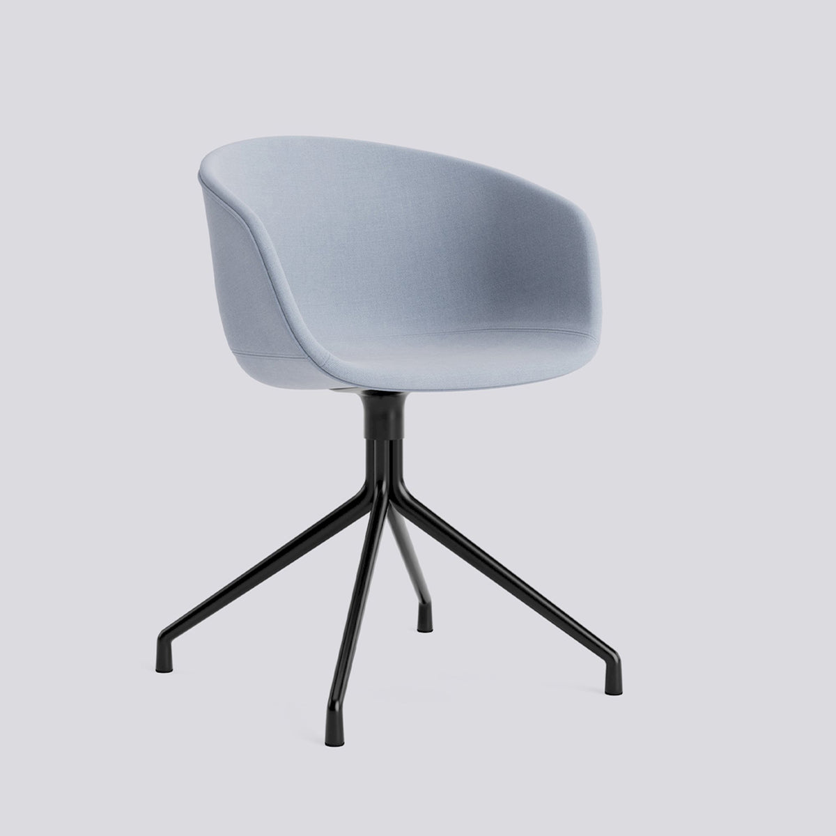 Chaise pivotante About A Chair AAC 21 de Hee Welling - Hay-Garnissage intégral Linara 400, aluminium thermolaqué noir, piètement pivotant 4 branches-The Woods Gallery