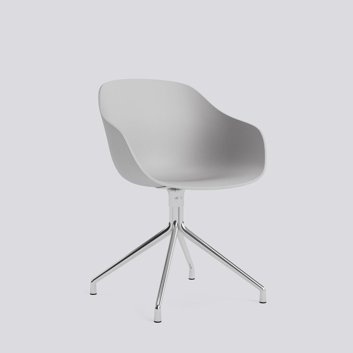 Chaise pivotante About A Chair AAC 220 de Hee Welling - Hay-Polypropylène recyclé Concrete grey, aluminium poli, piètement pivotant 4 branches-The Woods Gallery