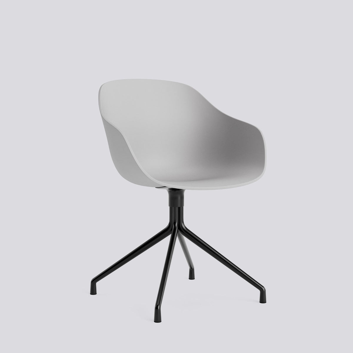 Chaise pivotante About A Chair AAC 220 de Hee Welling - Hay-Polypropylène recyclé Concrete grey, aluminium thermolaqué noir, piètement pivotant 4 branches-The Woods Gallery