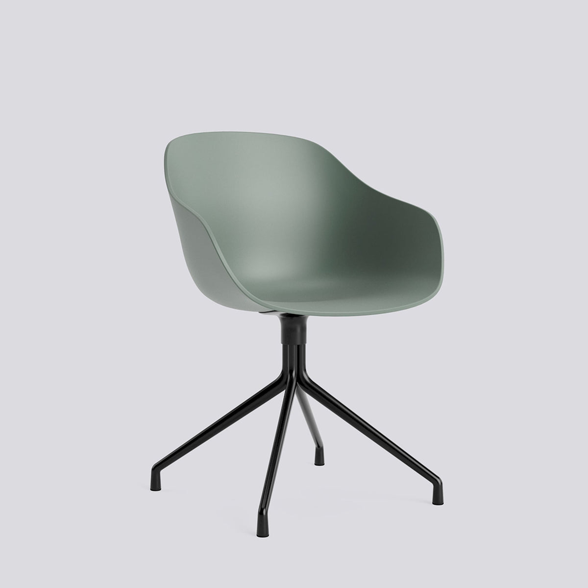 Chaise pivotante About A Chair AAC 220 de Hee Welling - Hay-Polypropylène recyclé Fall green, aluminium thermolaqué noir, piètement pivotant 4 branches-The Woods Gallery