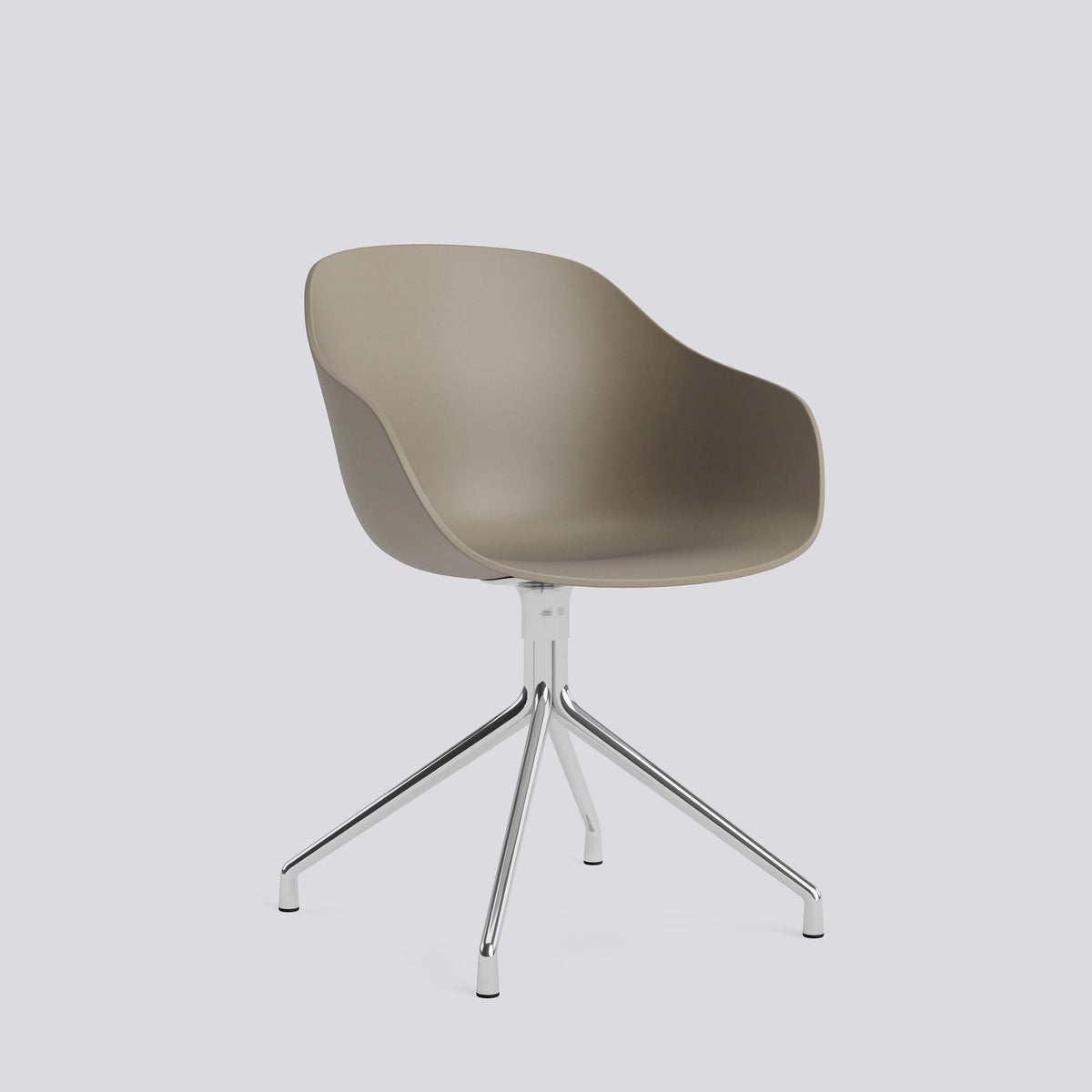 Chaise pivotante About A Chair AAC 220 de Hee Welling - Hay-Polypropylène recyclé Khaki, aluminium poli, piètement pivotant 4 branches-The Woods Gallery
