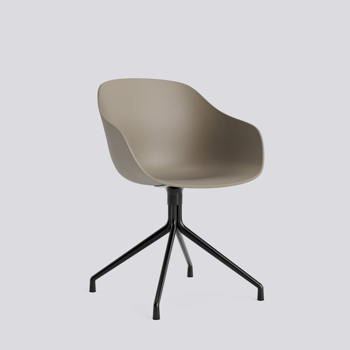 Chaise pivotante About A Chair AAC 220 de Hee Welling - Hay-Polypropylène recyclé Khaki, aluminium thermolaqué noir, piètement pivotant 4 branches-The Woods Gallery