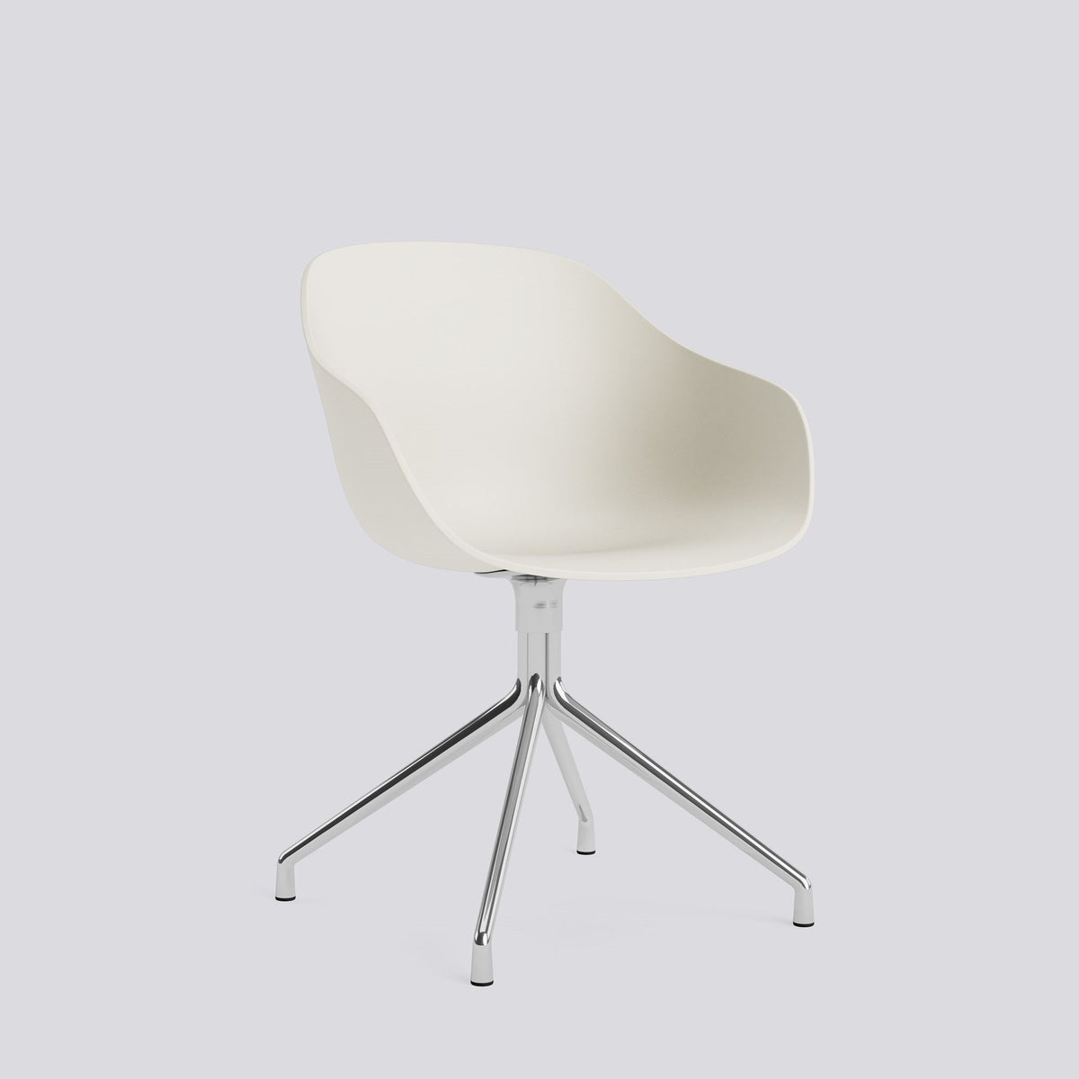 Chaise pivotante About A Chair AAC 220 de Hee Welling - Hay-Polypropylène recyclé Melange cream, aluminium poli, piètement pivotant 4 branches-The Woods Gallery