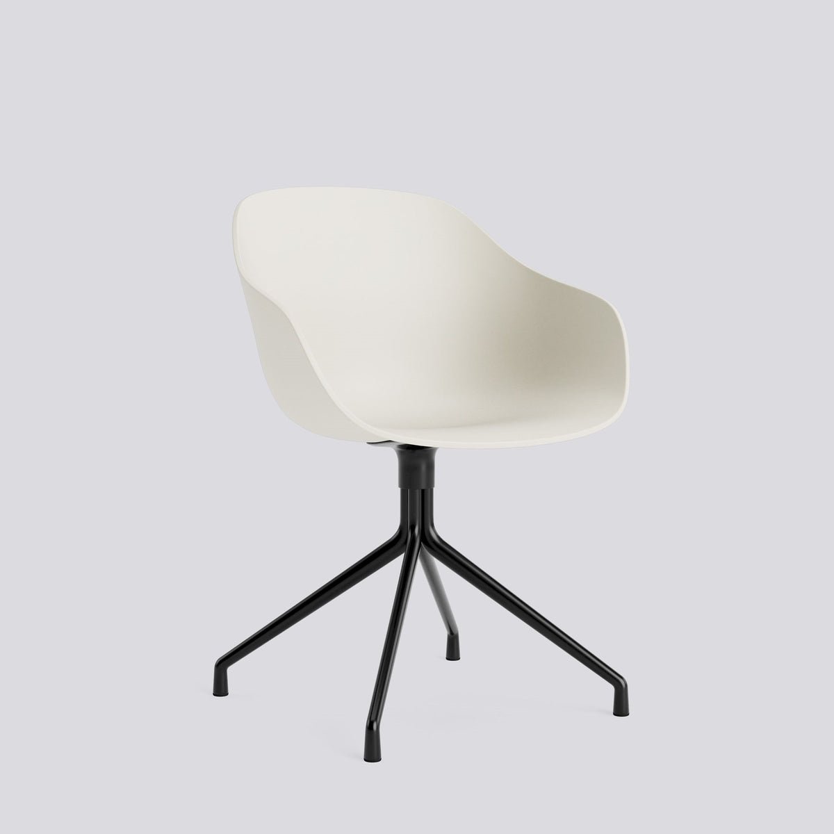 Chaise pivotante About A Chair AAC 220 de Hee Welling - Hay-Polypropylène recyclé Melange cream, aluminium thermolaqué noir, piètement pivotant 4 branches-The Woods Gallery