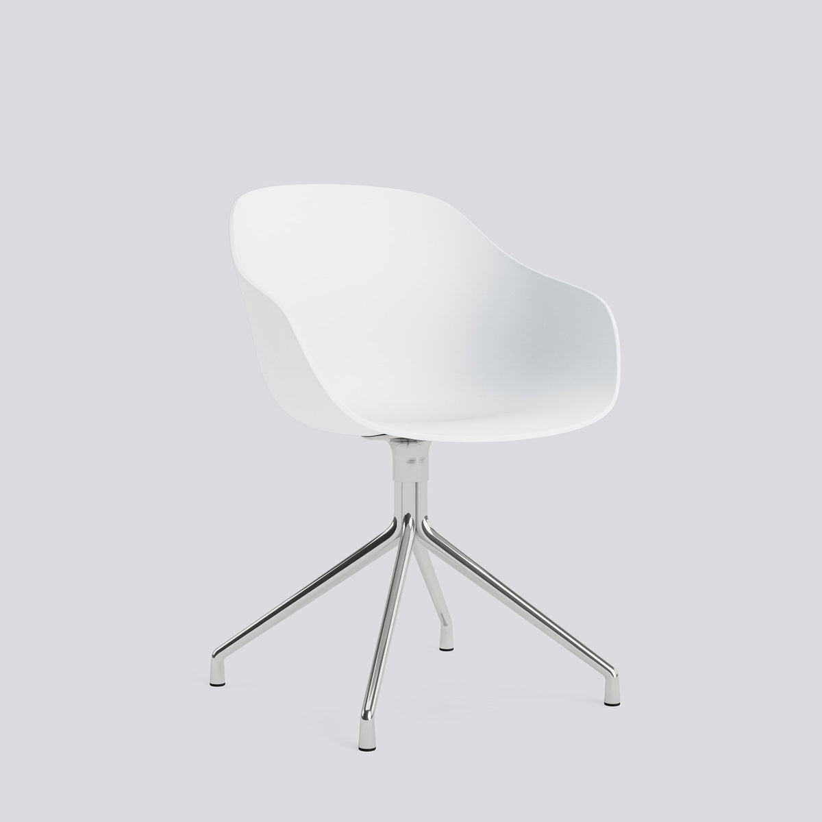 Chaise pivotante About A Chair AAC 220 de Hee Welling - Hay-Polypropylène recyclé blanc, aluminium poli, piètement pivotant 4 branches-The Woods Gallery
