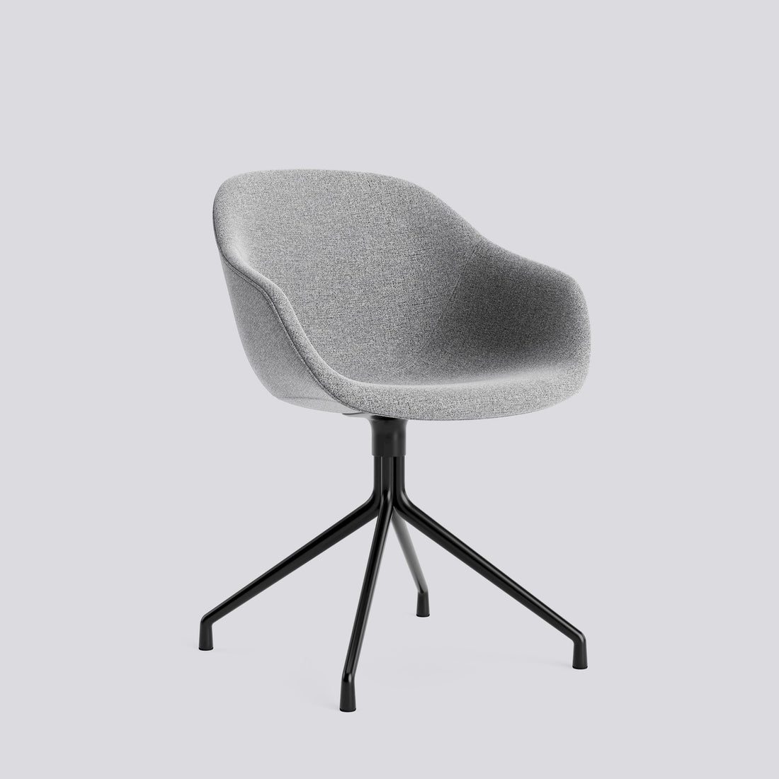 Chaise pivotante About A Chair AAC 221 de Hee Welling - Hay-Garnissage intégral Hallingdal 130, aluminium thermolaqué noir, piètement pivotant 4 branches-The Woods Gallery