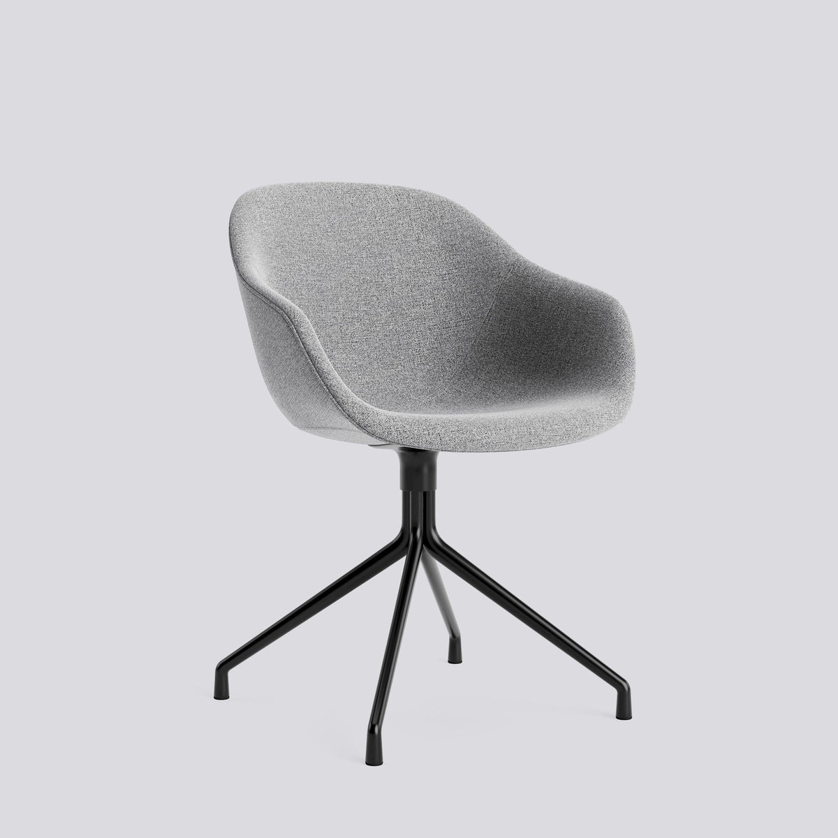 Chaise pivotante About A Chair AAC 221 de Hee Welling - Hay-Garnissage intégral Hallingdal 130, aluminium thermolaqué noir, piètement pivotant 4 branches-The Woods Gallery