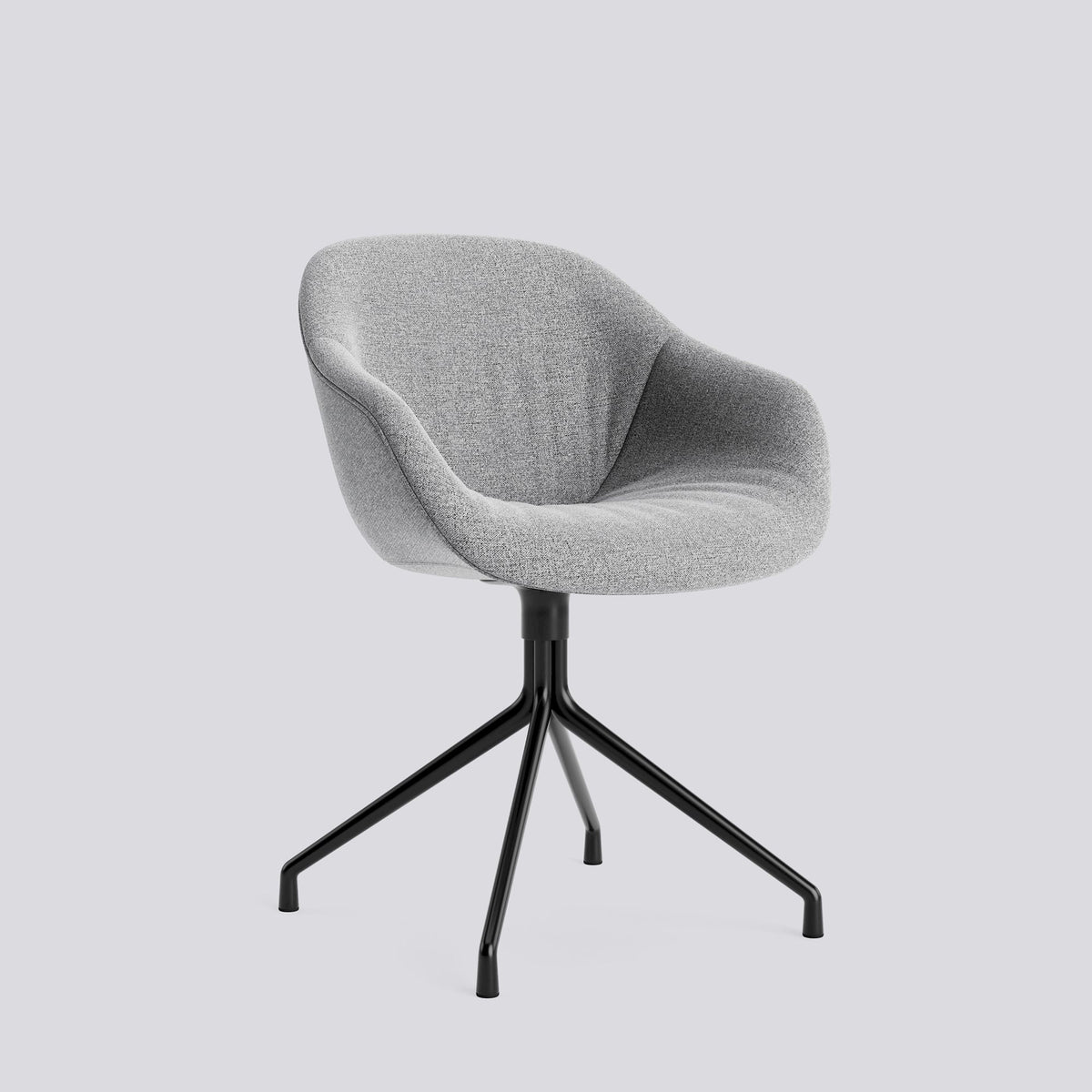 Chaise pivotante About A Chair AAC 221 de Hee Welling - Hay-Garnissage intégral matelassé Hallingdal 130, aluminium thermolaqué noir, piètement pivotant 4 branches-The Woods Gallery