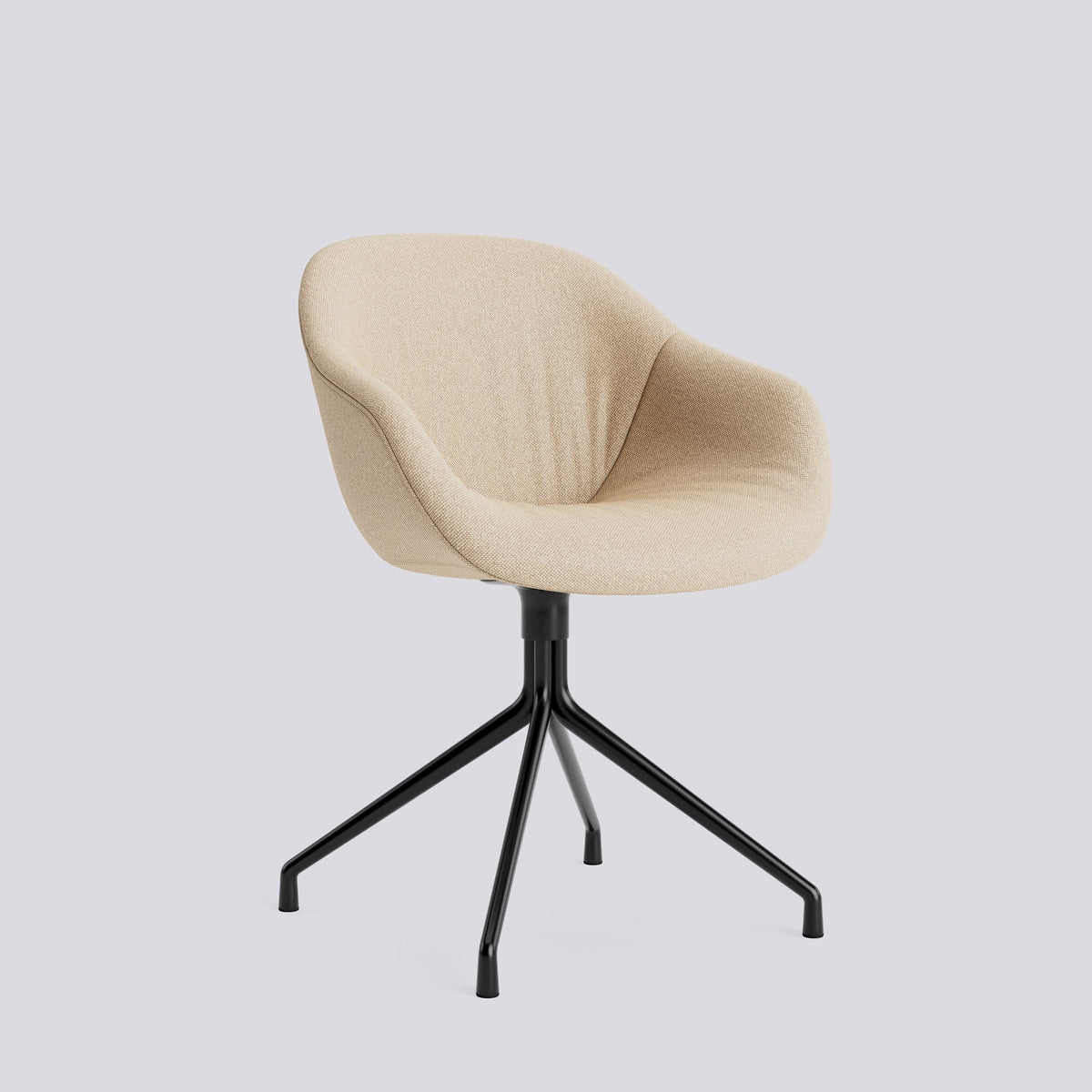 Chaise pivotante About A Chair AAC 221 de Hee Welling - Hay-Garnissage intégral matelassé Hallingdal 220, aluminium thermolaqué noir, piètement pivotant 4 branches-The Woods Gallery