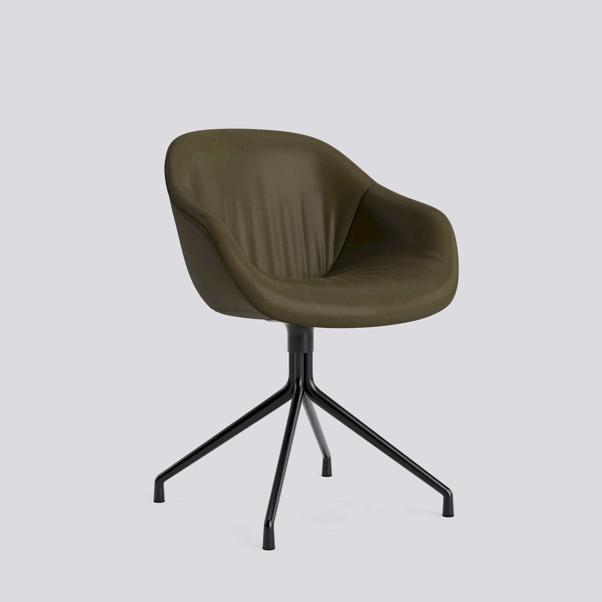 Chaise pivotante About A Chair AAC 221 de Hee Welling - Hay-Garnissage intégral matelassé Sense Forest, aluminium thermolaqué noir, piètement pivotant 4 branches-The Woods Gallery