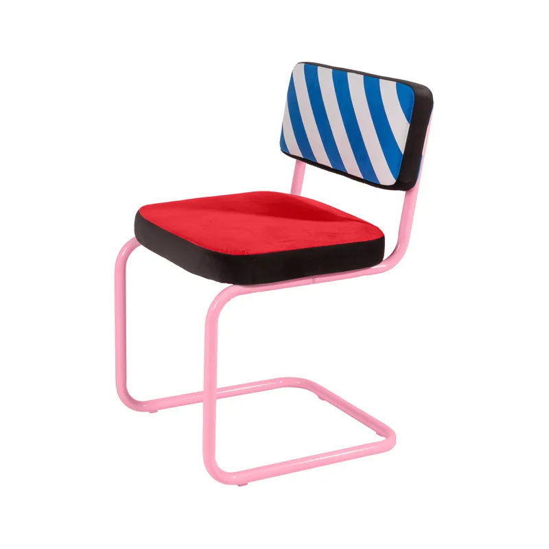 Chaise rembourrée Super Chair tissu multicolore de Hello Again - Seletti-Rayures bleues-The Woods Gallery