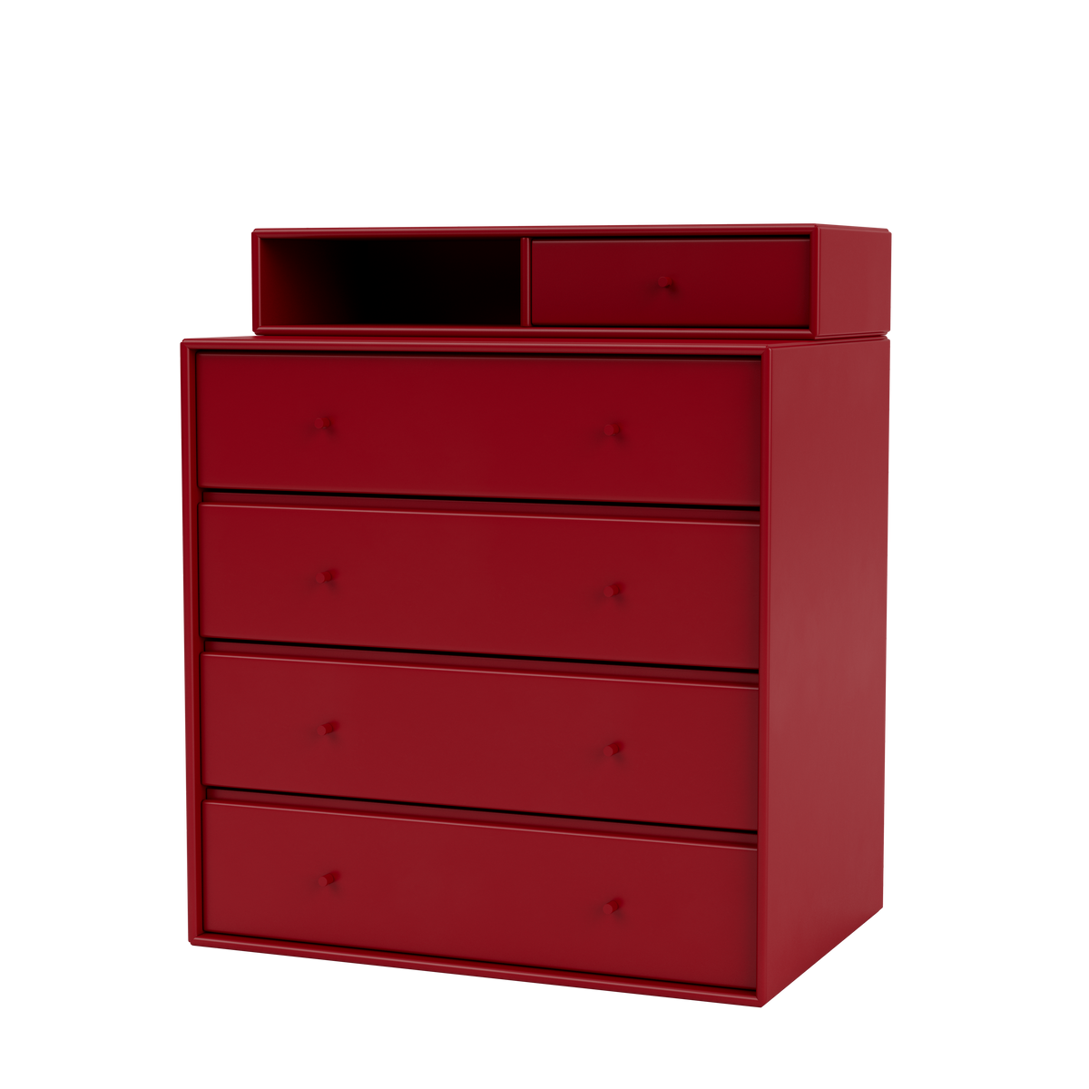 Commode Keep par Peter J. Lassen, laque 165 Beetroot, suspendu au mur, packshot Montana