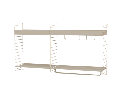 Ensemble de cuisine A String Furniture, étagères murales en métal, coloris beige