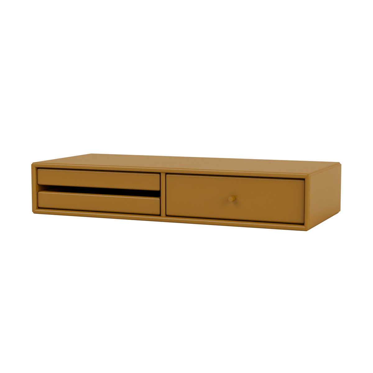 Etagère Murale Makeup par Peter J. Lassen, laque 142 Amber, suspendu au mur, packshot Montana