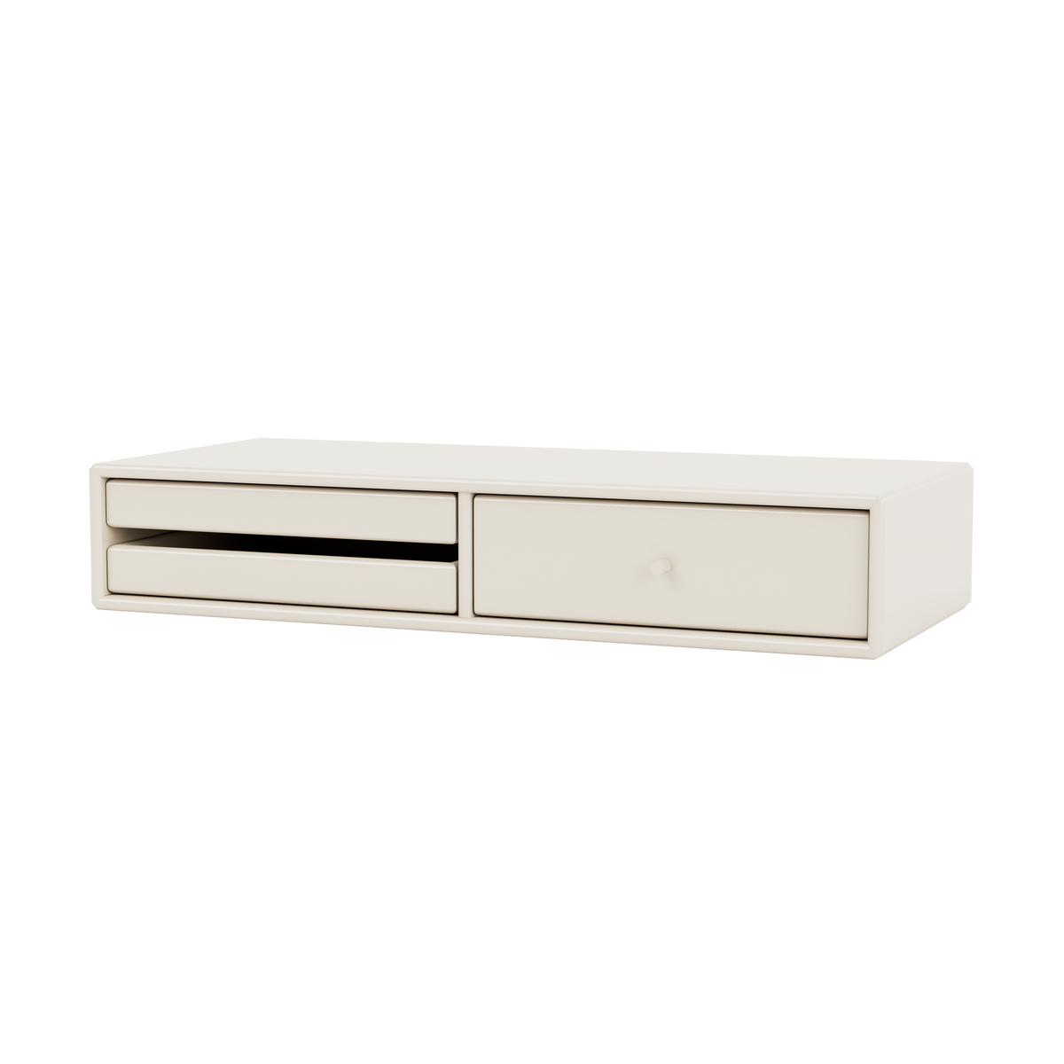 Etagère Murale Makeup par Peter J. Lassen, laque 158 Oat, suspendu au mur, packshot Montana
