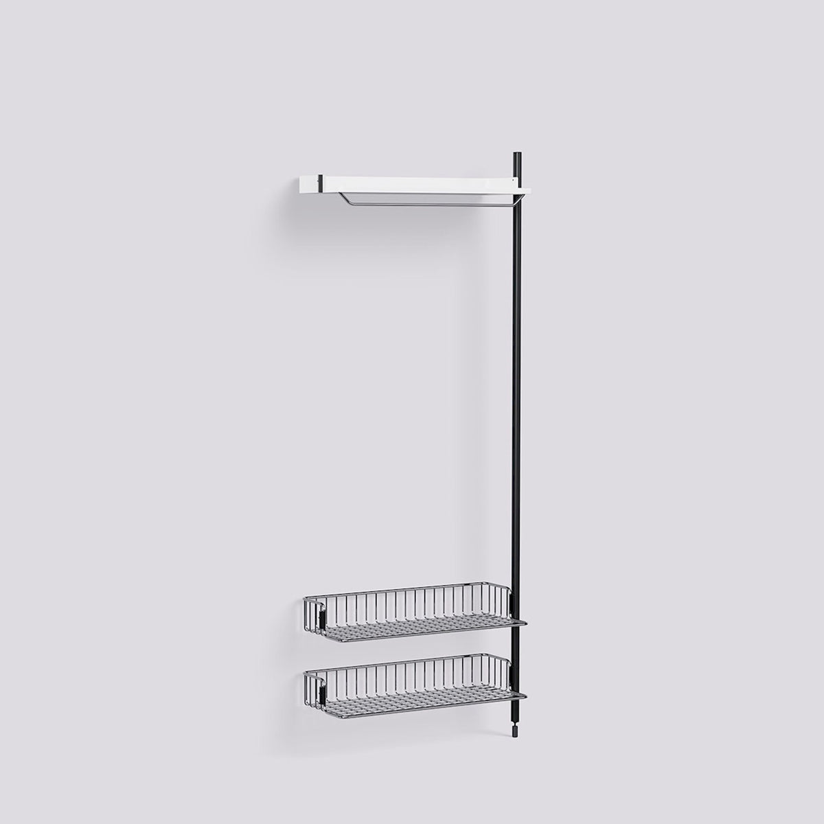 Étagère modulable Pier System 1010 module additionnel de Ronan et Erwan Bouroullec - Hay-Acier laqué blanc, profilé aluminium anodisé noir - Acier chromé-The Woods Gallery