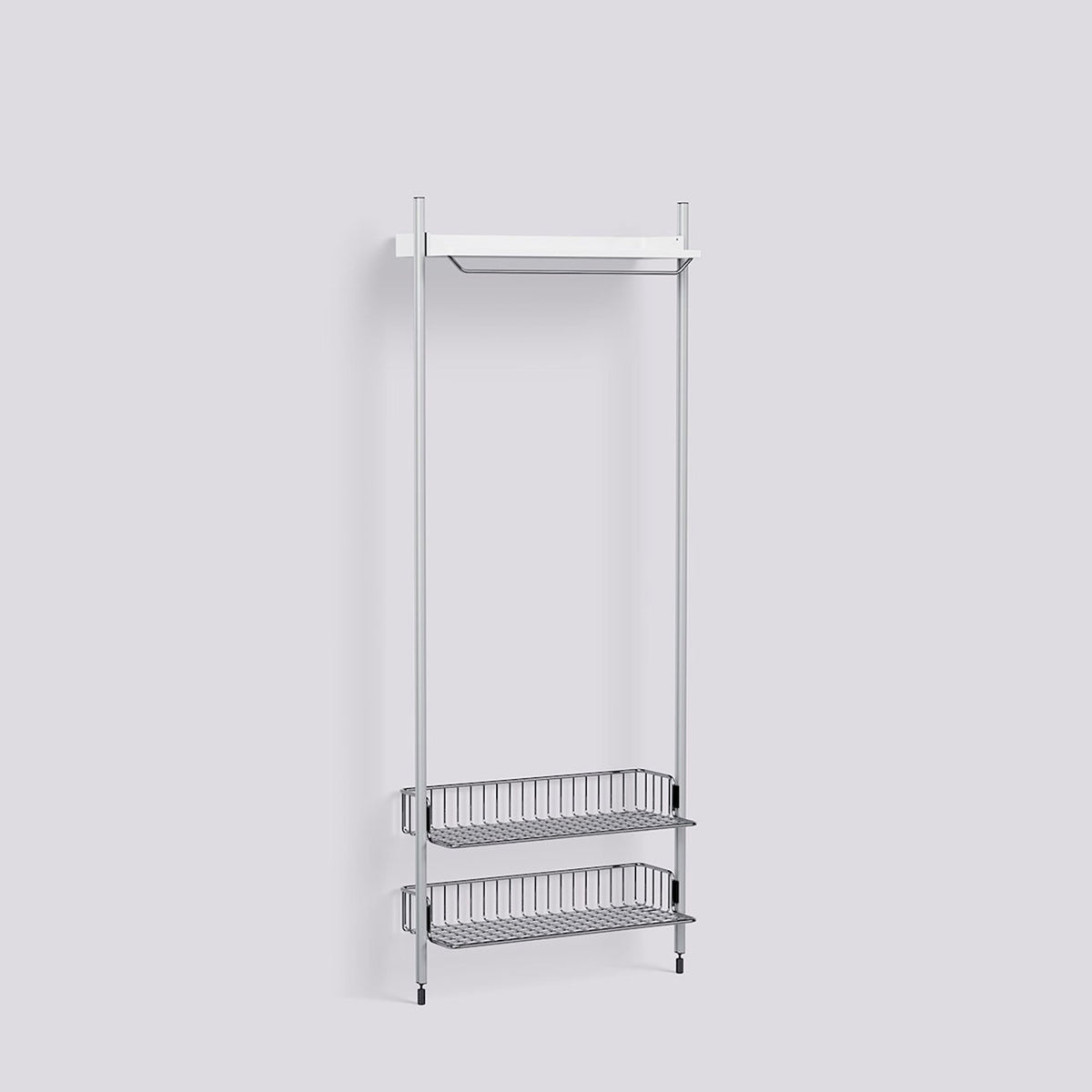 Étagère modulable Pier System 1011 1 colonne de Ronan et Erwan Bouroullec - Hay-Acier laqué blanc, profilé aluminium anodisé naturel - Acier chromé-The Woods Gallery