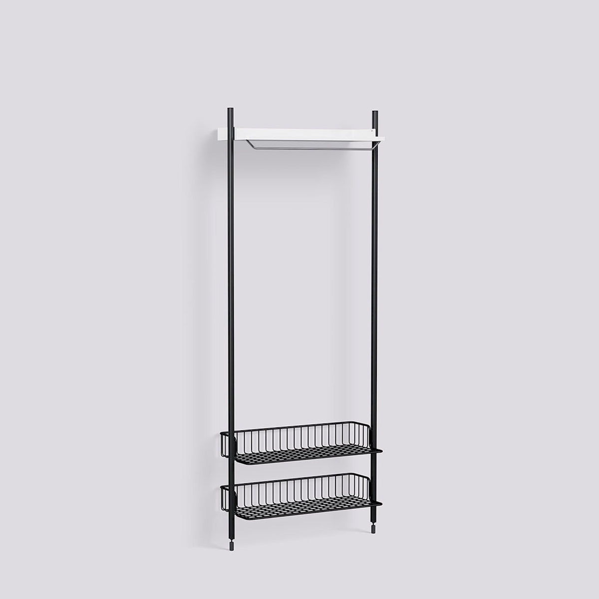 Étagère modulable Pier System 1011 1 colonne de Ronan et Erwan Bouroullec - Hay-Acier laqué blanc, profilé aluminium anodisé noir - Acier laqué noir-The Woods Gallery