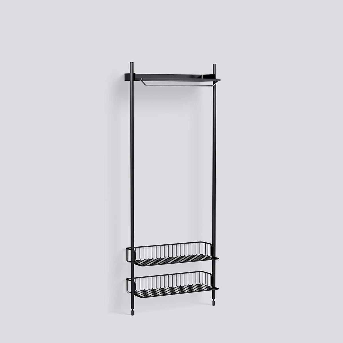 Étagère modulable Pier System 1011 1 colonne de Ronan et Erwan Bouroullec - Hay-Acier laqué noir, profilé aluminium anodisé noir - Acier laqué noir-The Woods Gallery