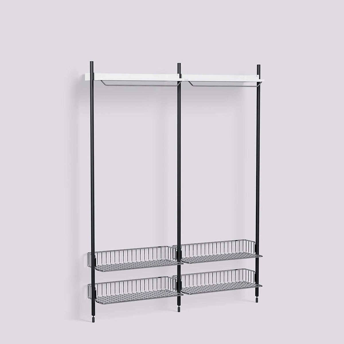 Étagère modulable Pier System 1012 2 colonnes de Ronan et Erwan Bouroullec - Hay-Acier laqué blanc, profilé aluminium anodisé noir - Acier chromé-The Woods Gallery