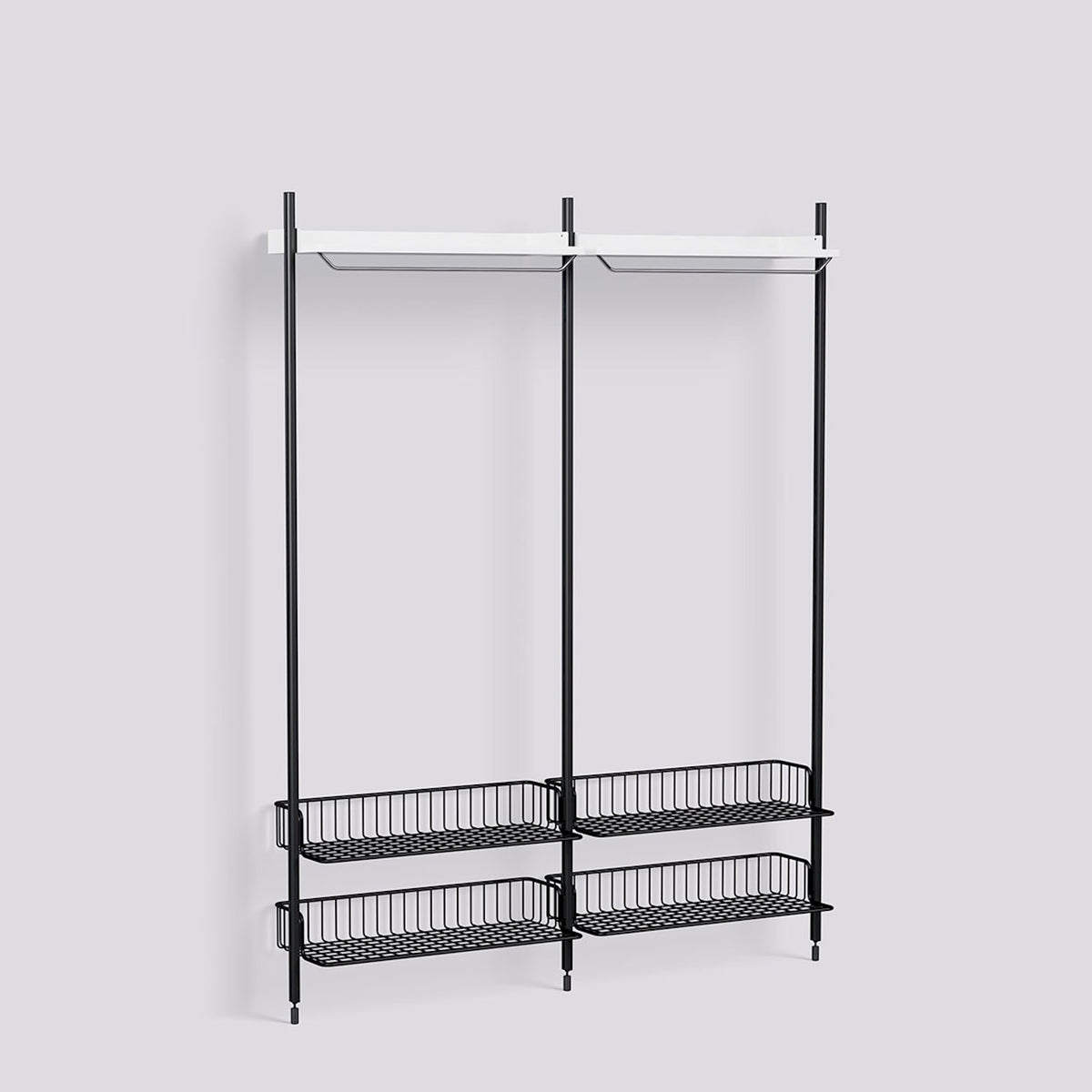 Étagère modulable Pier System 1012 2 colonnes de Ronan et Erwan Bouroullec - Hay-Acier laqué blanc, profilé aluminium anodisé noir - Acier laqué noir-The Woods Gallery