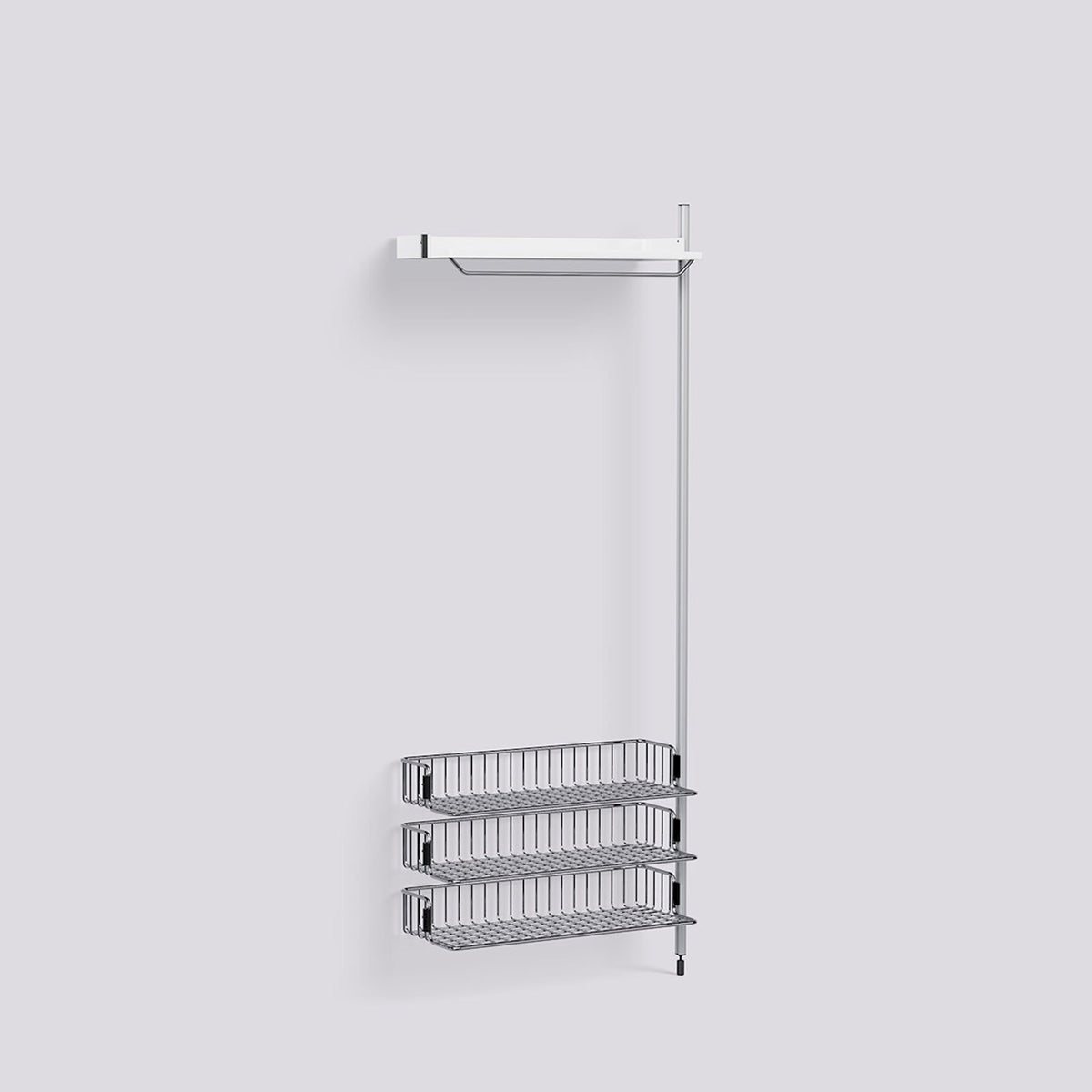 Étagère modulable Pier System 1020 module additionnel de Ronan et Erwan Bouroullec - Hay-Acier laqué blanc, profilé aluminium anodisé naturel - Acier chromé-The Woods Gallery