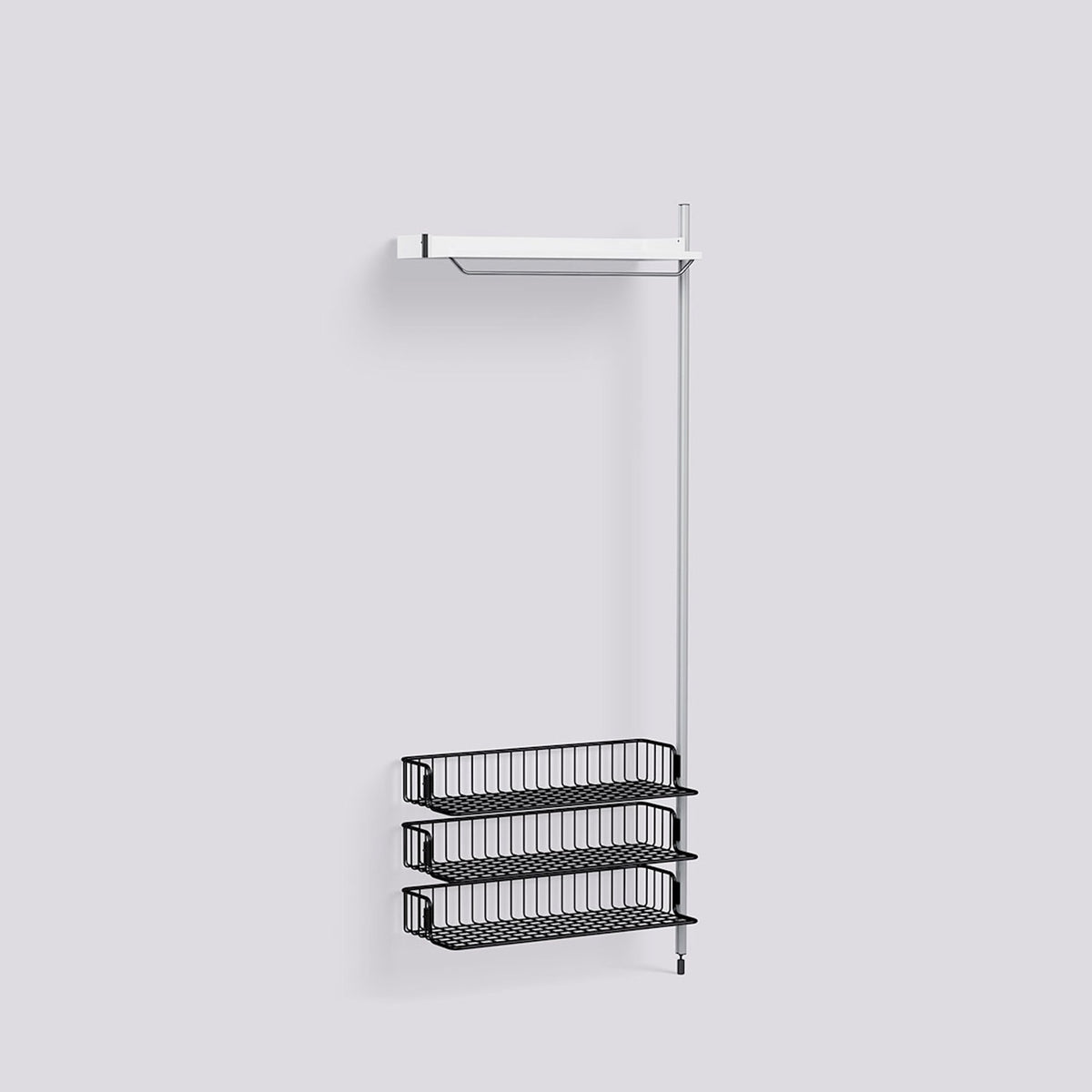 Étagère modulable Pier System 1020 module additionnel de Ronan et Erwan Bouroullec - Hay-Acier laqué blanc, profilé aluminium anodisé naturel - Acier laqué noir-The Woods Gallery