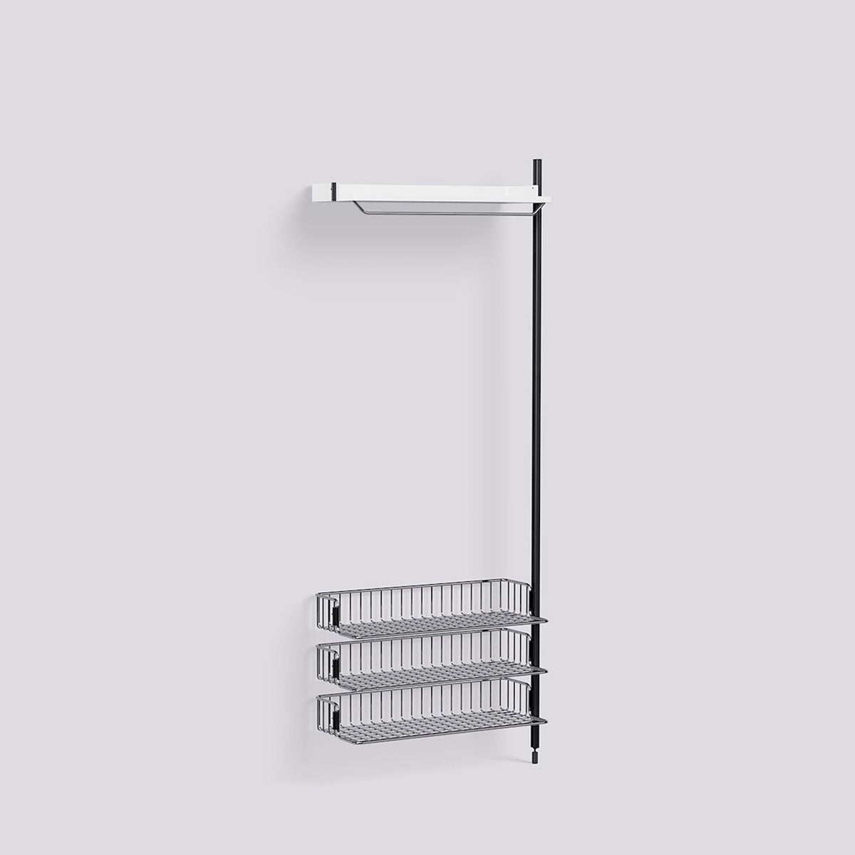 Étagère modulable Pier System 1020 module additionnel de Ronan et Erwan Bouroullec - Hay-Acier laqué blanc, profilé aluminium anodisé noir - Acier chromé-The Woods Gallery