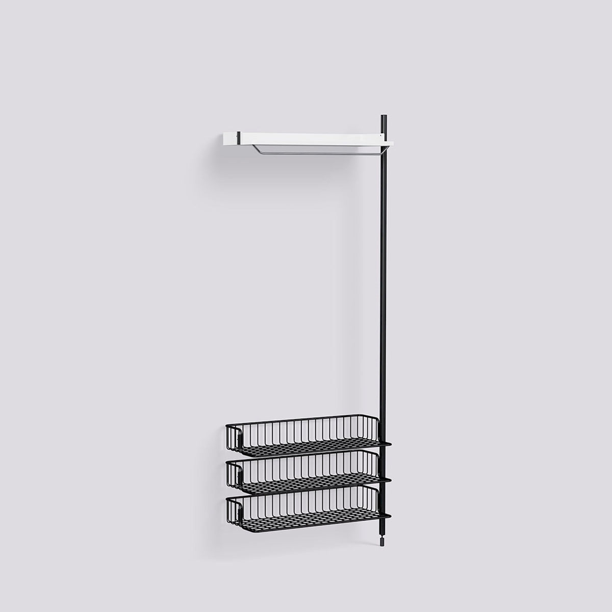 Étagère modulable Pier System 1020 module additionnel de Ronan et Erwan Bouroullec - Hay-Acier laqué blanc, profilé aluminium anodisé noir - Acier laqué noir-The Woods Gallery