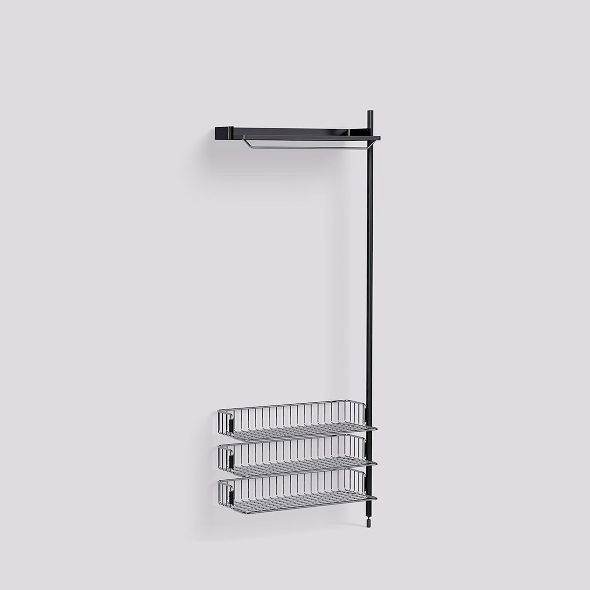 Étagère modulable Pier System 1020 module additionnel de Ronan et Erwan Bouroullec - Hay-Acier laqué noir, profilé aluminium anodisé noir - Acier chromé-The Woods Gallery