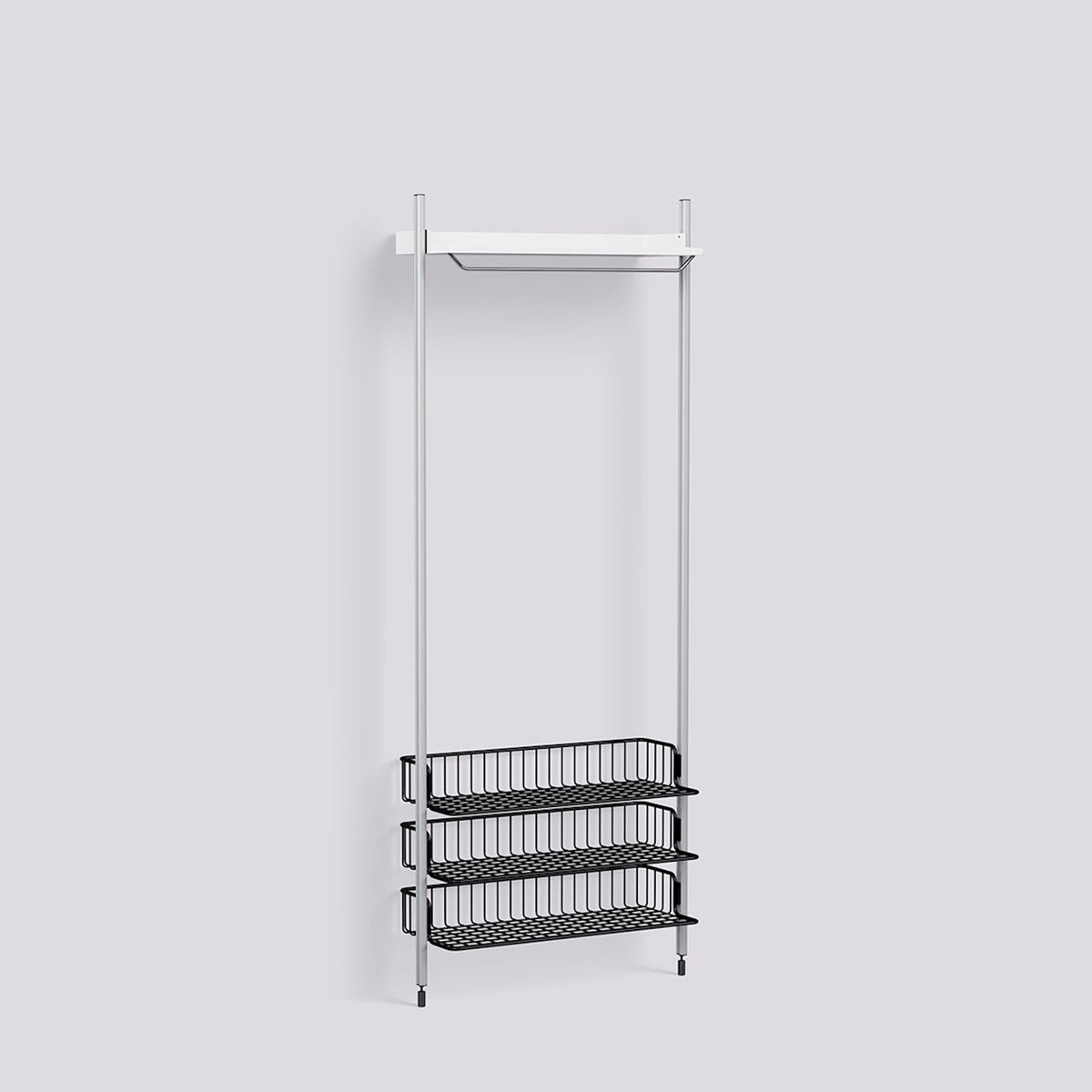 Étagère modulable Pier System 1021 1 colonne de Ronan et Erwan Bouroullec - Hay-Acier laqué blanc, profilé aluminium anodisé naturel - Acier laqué noir-The Woods Gallery