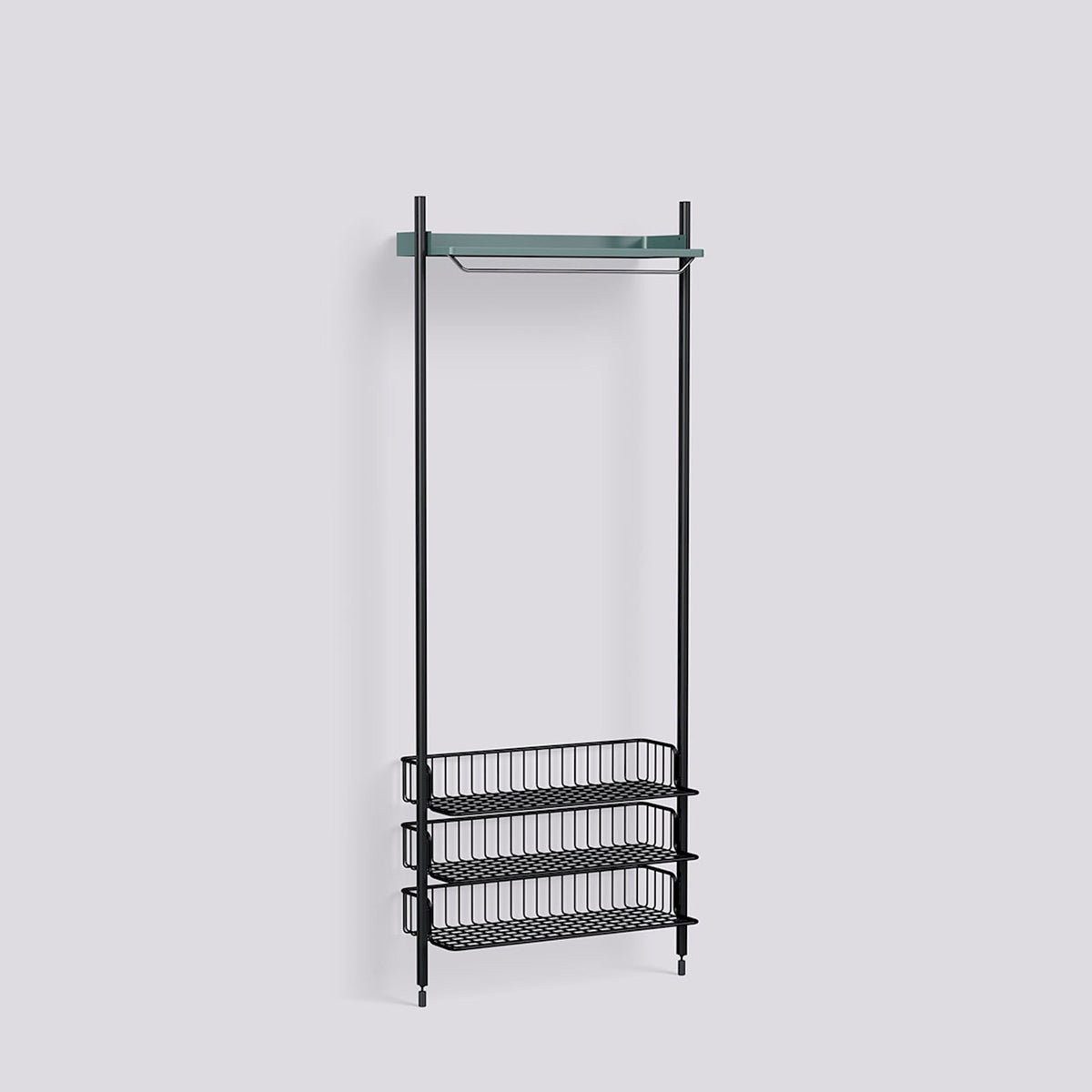 Étagère modulable Pier System 1021 1 colonne de Ronan et Erwan Bouroullec - Hay-Acier laqué bleu, profilé aluminium anodisé noir - Acier laqué noir-The Woods Gallery