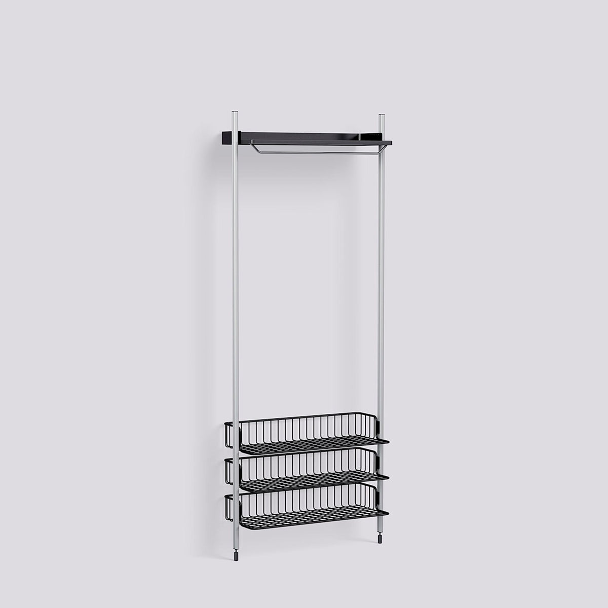 Étagère modulable Pier System 1021 1 colonne de Ronan et Erwan Bouroullec - Hay-Acier laqué noir, profilé aluminium anodisé naturel - Acier laqué noir-The Woods Gallery