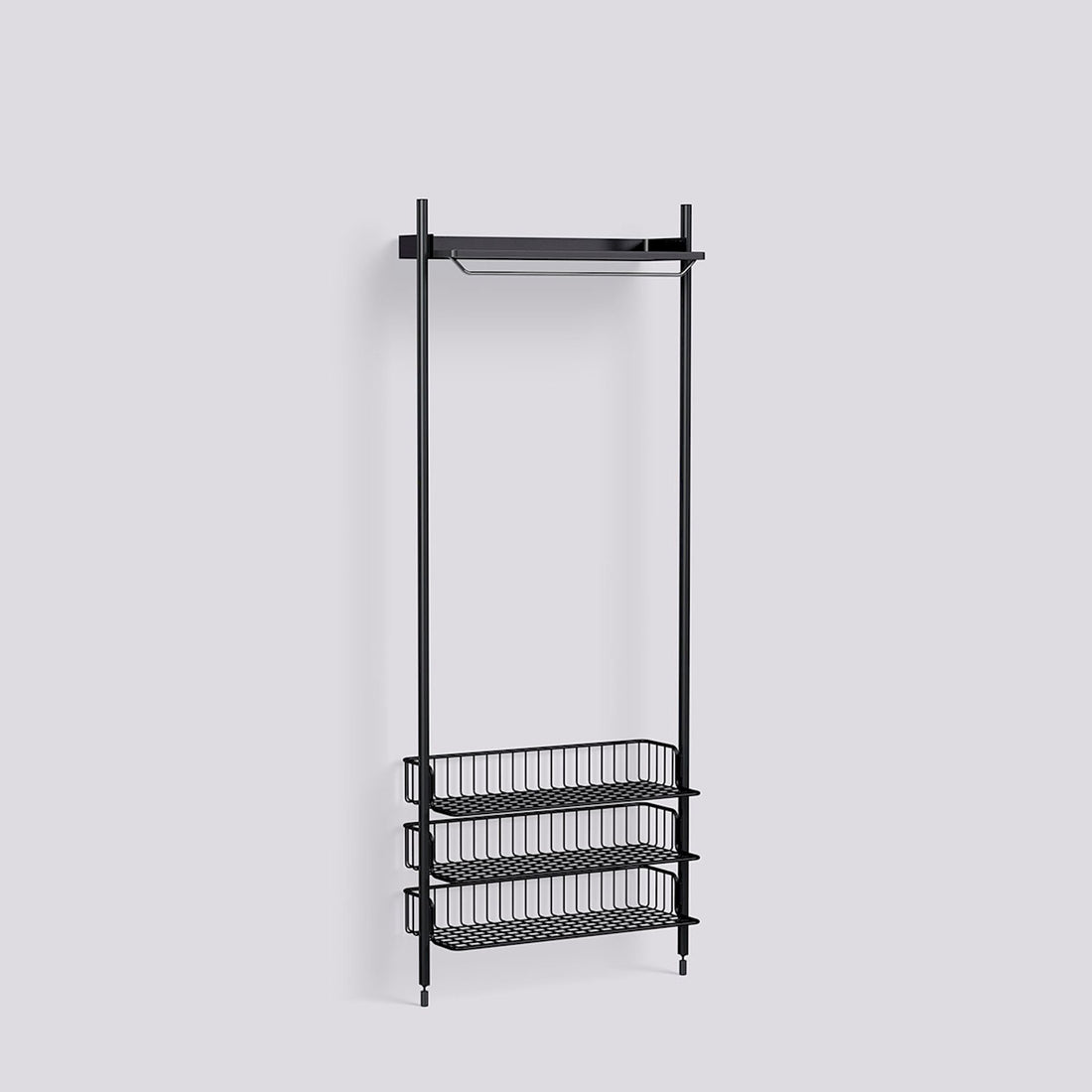 Étagère modulable Pier System 1021 1 colonne de Ronan et Erwan Bouroullec - Hay-Acier laqué noir, profilé aluminium anodisé noir - Acier laqué noir-The Woods Gallery