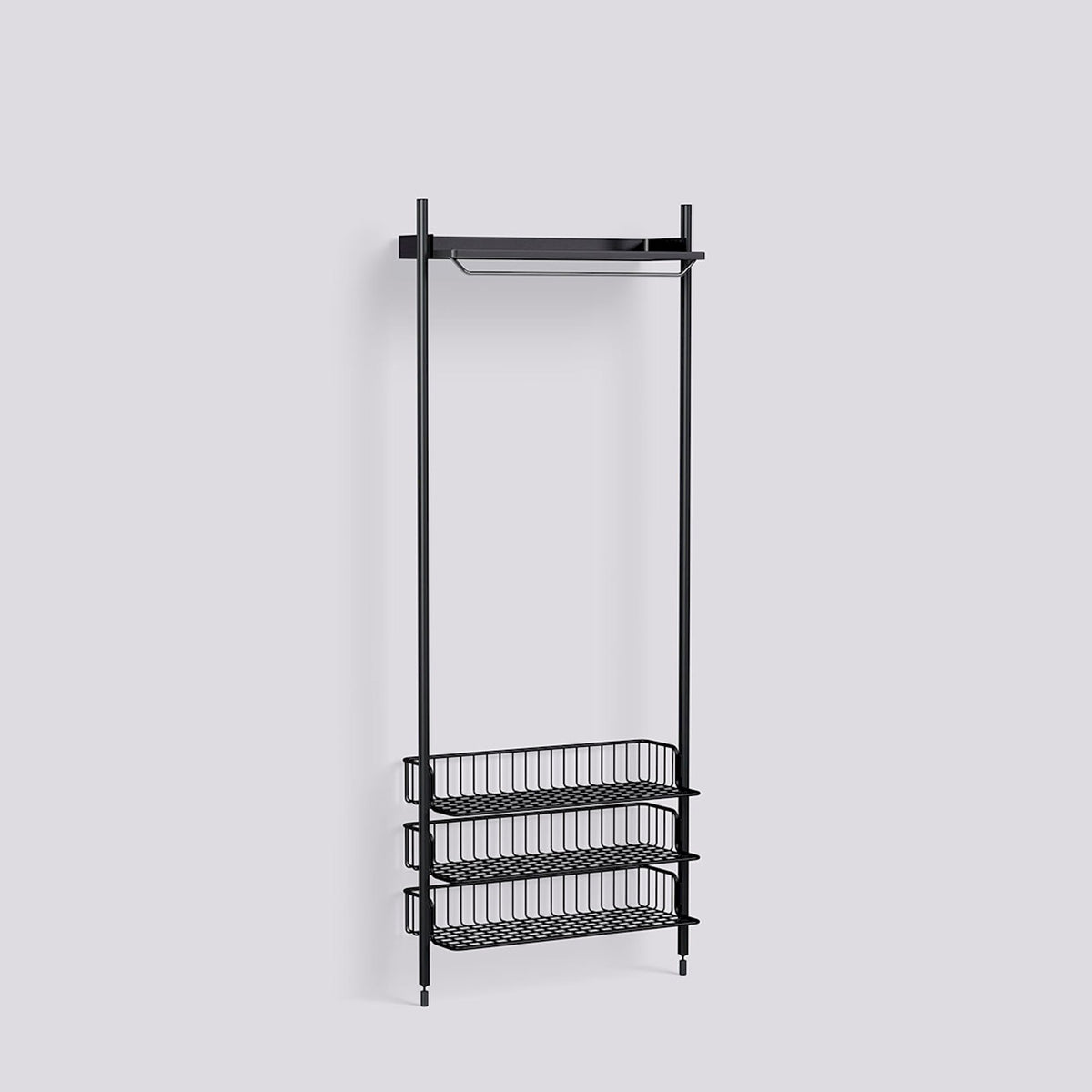 Étagère modulable Pier System 1021 1 colonne de Ronan et Erwan Bouroullec - Hay-Acier laqué noir, profilé aluminium anodisé noir - Acier laqué noir-The Woods Gallery