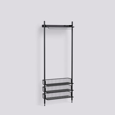 Étagère modulable Pier System 1021 1 colonne de Ronan et Erwan Bouroullec - Hay-Acier laqué noir, profilé aluminium anodisé noir - Acier laqué noir-The Woods Gallery