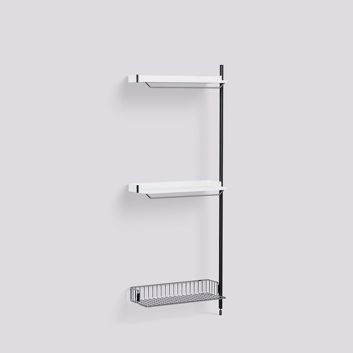 Étagère modulable Pier System 1030 module additionnel de Ronan et Erwan Bouroullec - Hay-Acier laqué blanc, profilé aluminium anodisé noir - Acier chromé-The Woods Gallery