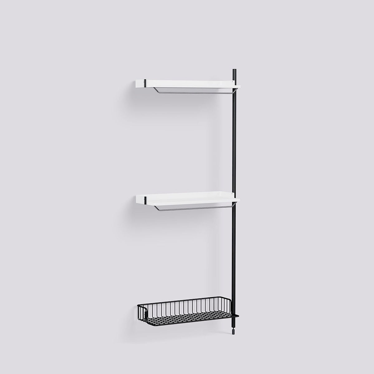 Étagère modulable Pier System 1030 module additionnel de Ronan et Erwan Bouroullec - Hay-Acier laqué blanc, profilé aluminium anodisé noir - Acier laqué noir-The Woods Gallery