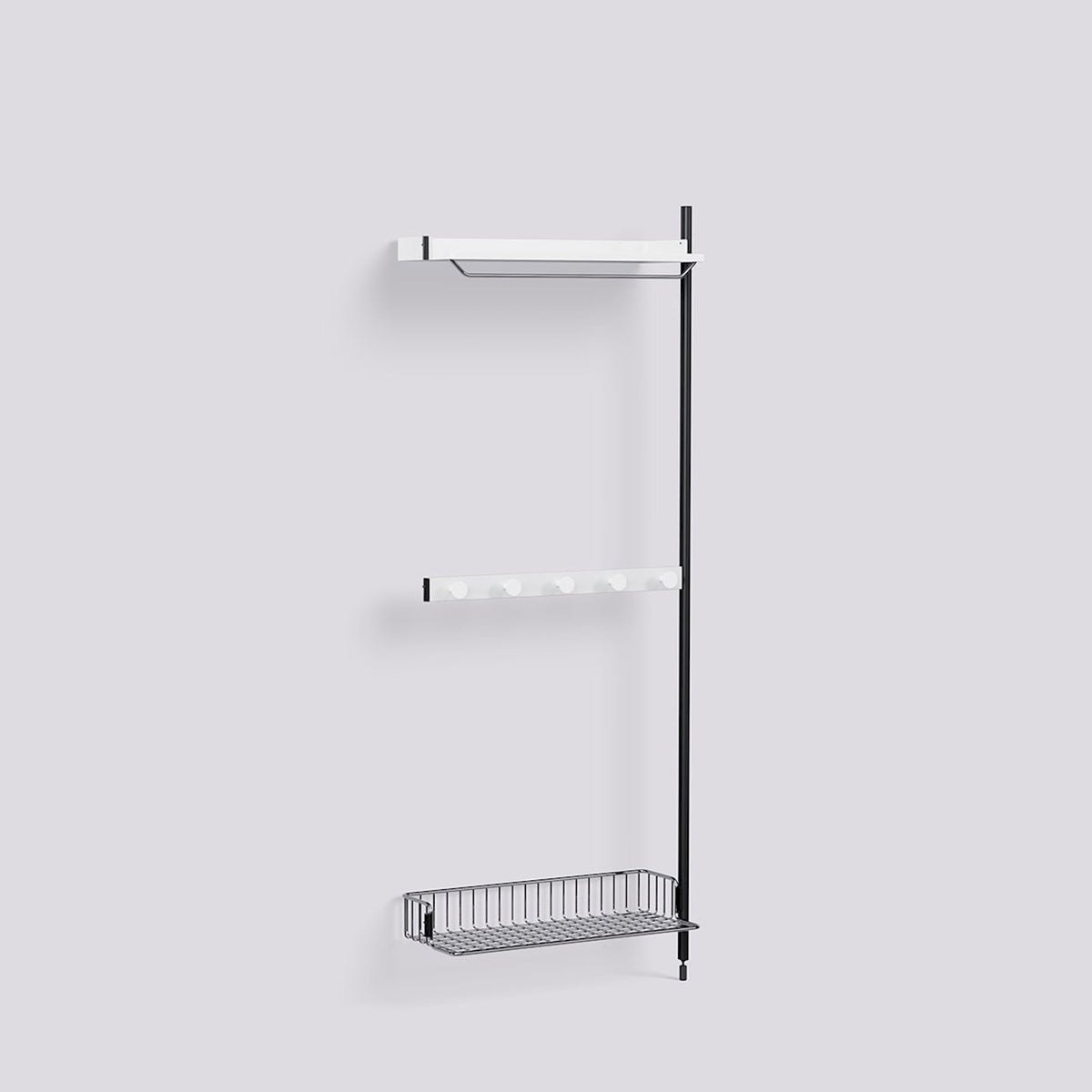 Étagère modulable Pier System 1040 module additionnel de Ronan et Erwan Bouroullec - Hay-Acier laqué blanc, profilé aluminium anodisé noir - Acier chromé-The Woods Gallery