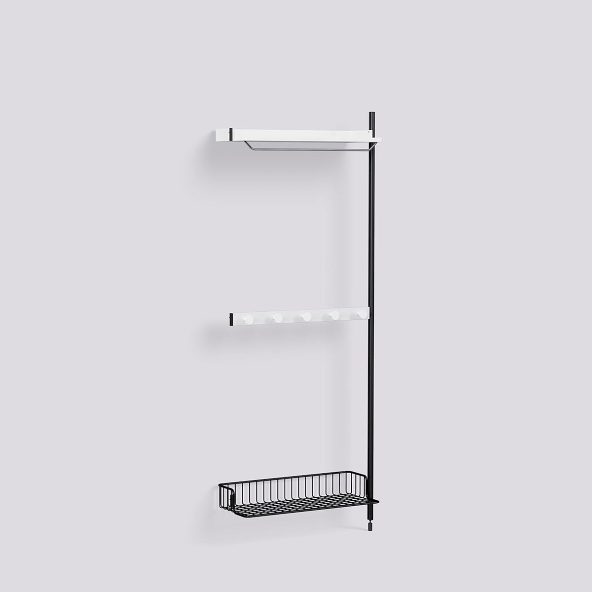 Étagère modulable Pier System 1040 module additionnel de Ronan et Erwan Bouroullec - Hay-Acier laqué blanc, profilé aluminium anodisé noir - Acier laqué noir-The Woods Gallery