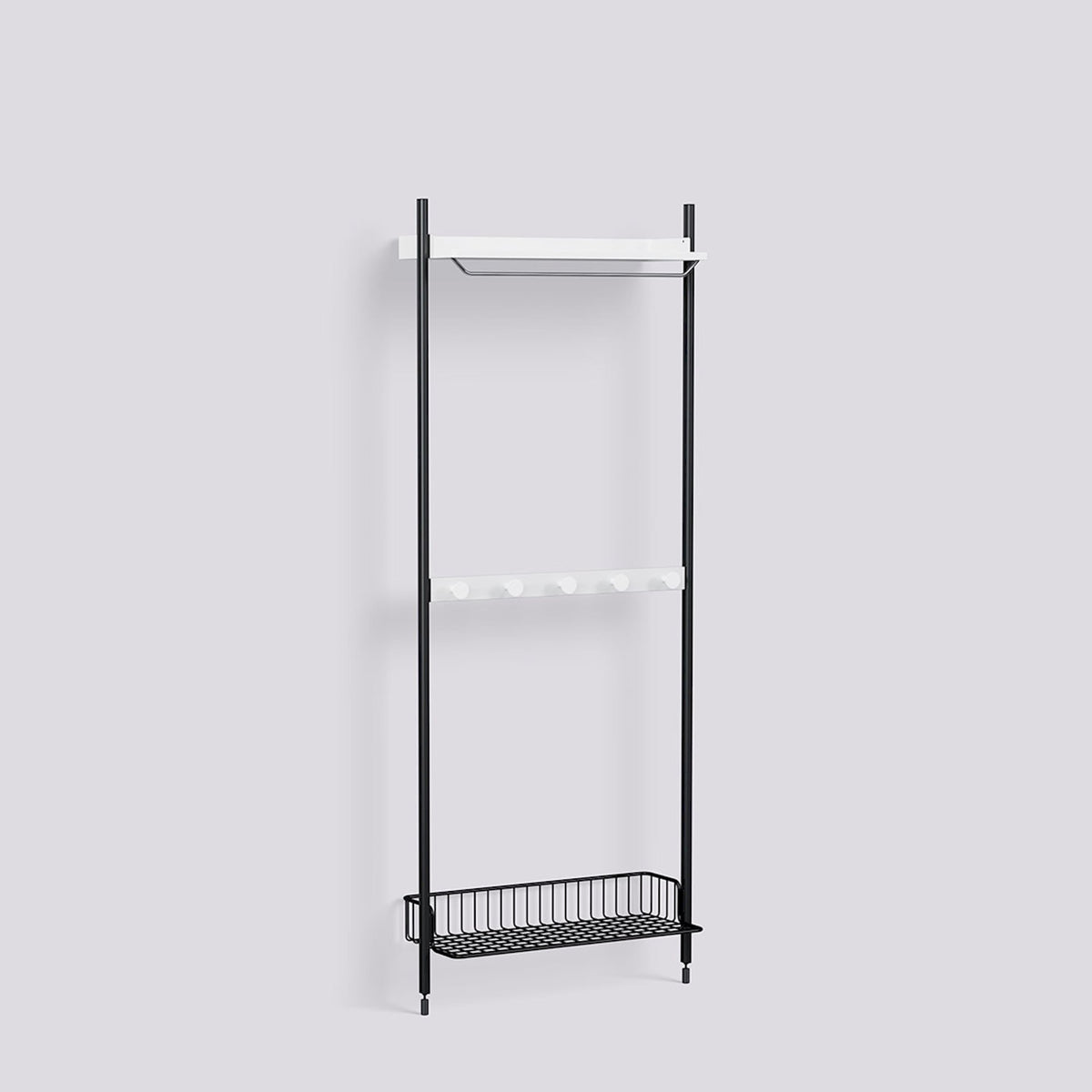 Étagère modulable Pier System 1041 1 colonne de Ronan et Erwan Bouroullec - Hay-Acier laqué blanc, profilé aluminium anodisé noir - Acier laqué noir-The Woods Gallery
